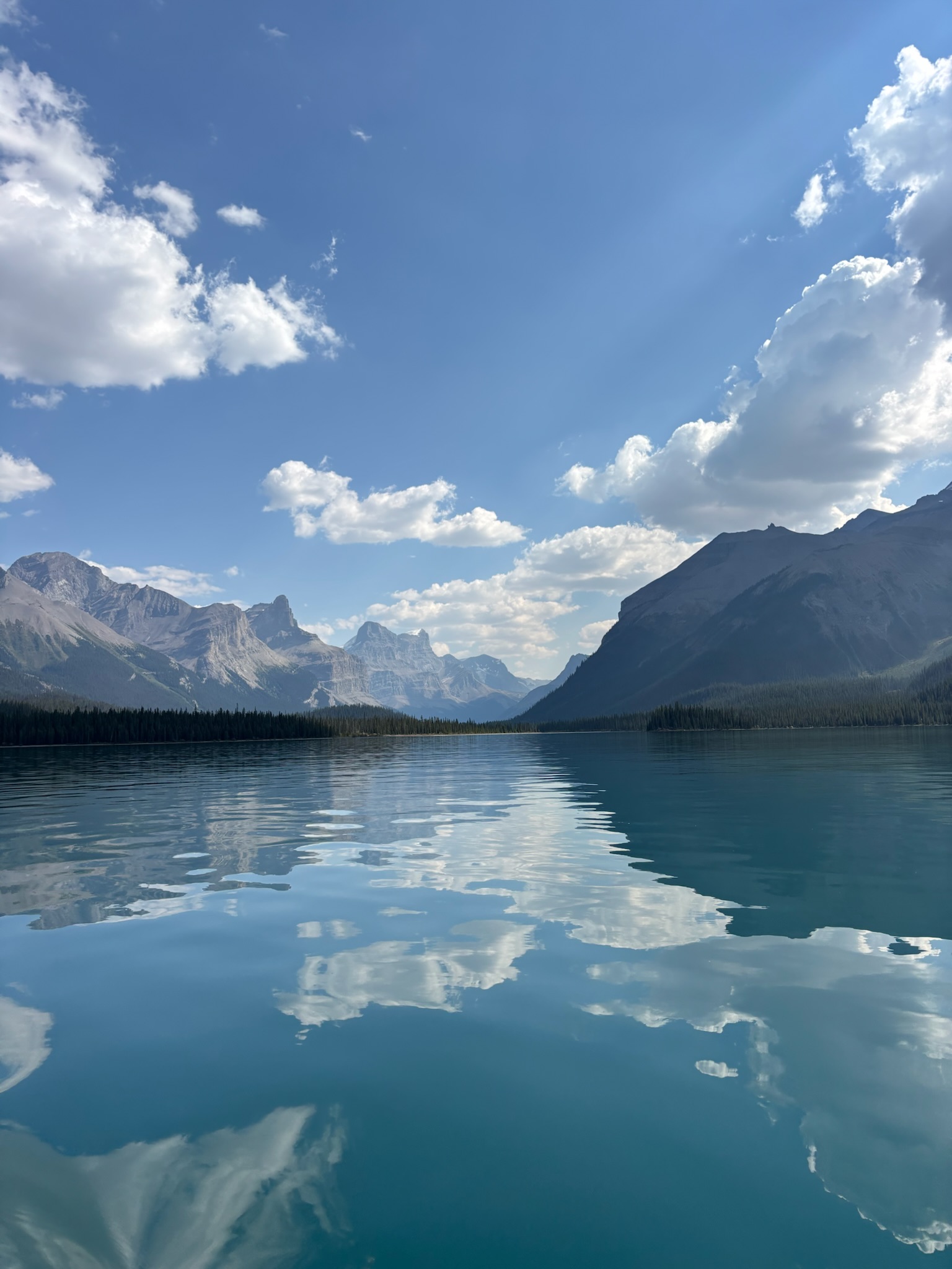 Family fishing trip, Maligne Lake, Jasper National Park